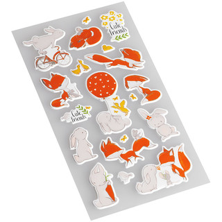 Наклейки объемные MESHU 'Fox & bunny', 10*19 см, пакет европодвес 2