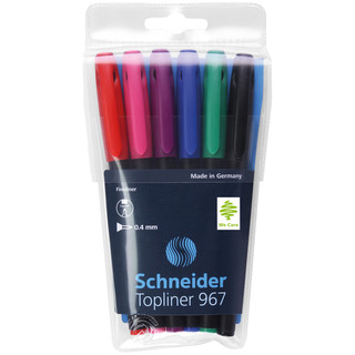 Набор капиллярных ручек "Topliner 967" 6 цветов, 0.4мм, Schneider