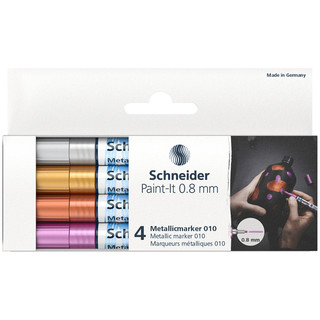 Набор маркеров для декорирования Schneider "Paint-It 010", металлик, 4 цвета, 0.8мм
