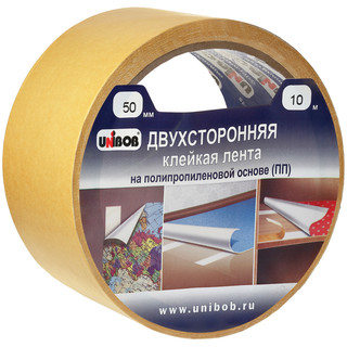 Клейкая лента двусторонняя Unibob, 50мм х 25м, полипропилен