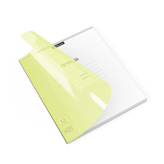 Тетрадь 12 листов, клетка, пластиковая обложка на скобе, ErichKrause Классика CoverPrо Neon, цвет желтый