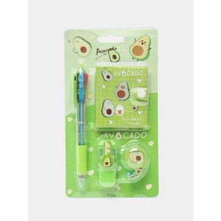 Набор канцелярских принадлежностей 'Авокадо' (блокнот, ручка, маркер, скотч)