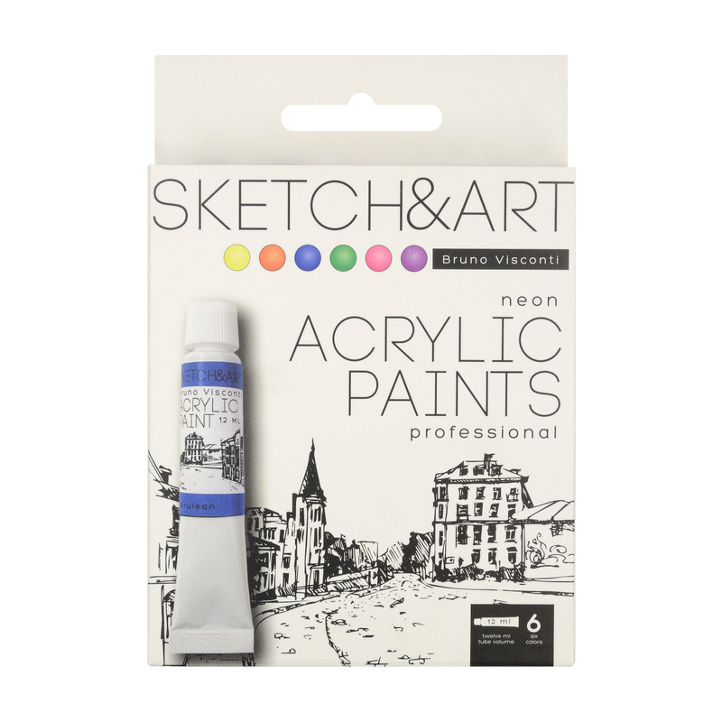 Краски акриловые, 6 цветов / 12 мл