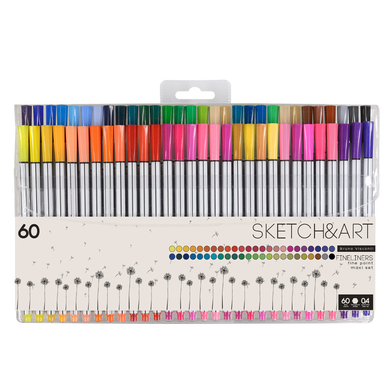 Набор скетч-линеров, 0.4 мм, 60 цветов