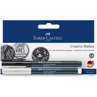 Набор маркеров для декорирования "Creative" белый/черный, пулевидный, 1.5мм, блистер, Faber-Castell