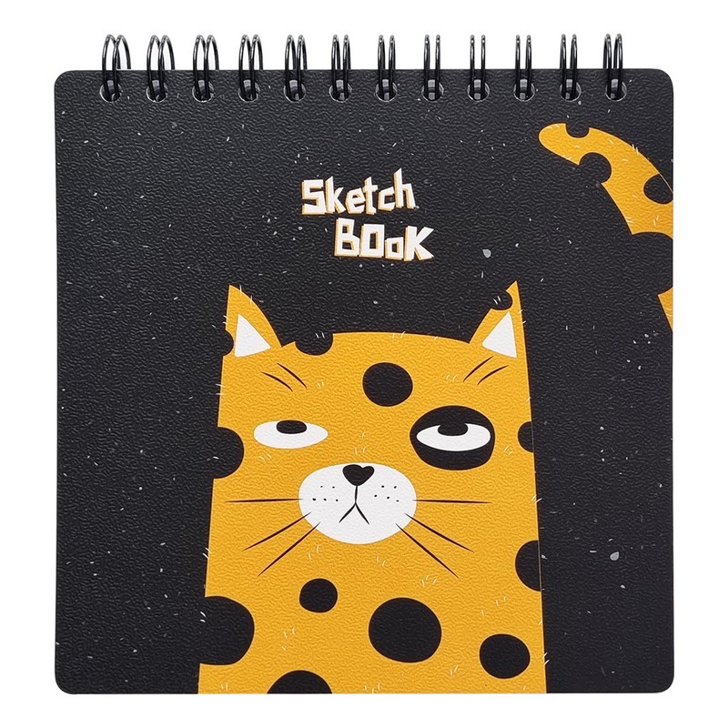 Альбом для рисования Silly.леопард, 40 л, 172х172 мм, мягкий переплет, спираль, Be Smart (скетчбук)