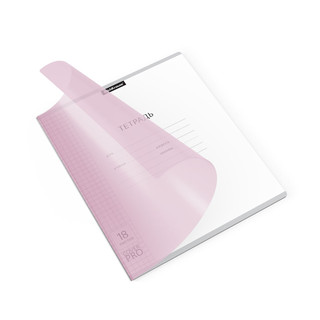 Тетрадь 18л, клетка, с пластик.обложкой на скобе EK Классика CoverPrо Pastel, розовый