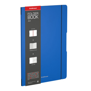 Тетрадь общая А4 2х48л, клетка, в съемной пластиковой обложке, на резинке EK FolderBook Classic, синий