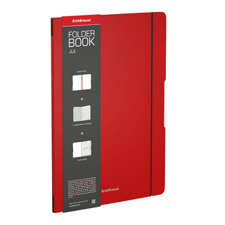 Тетрадь общая А4 2х48л, клетка, в съемной пластиковой обложке, на резинке EK FolderBook Classic, красный