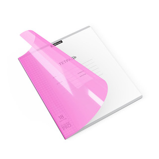 Тетрадь А5+, 18 листов, клетка, пластик.обложка на скобе, ErichKrause Классика CoverPrо Neon, розовый