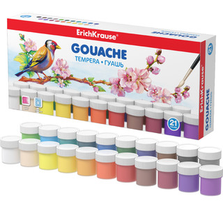 Гуашь 21 цвет по 20 мл, ErichKrause, темпера
