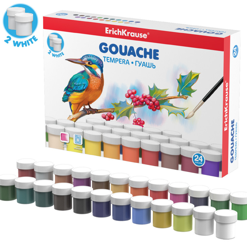 Гуашь 24 цвета по 20 мл, ErichKrause, темпера