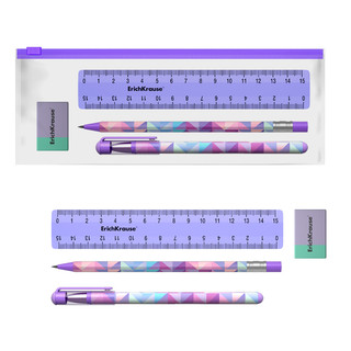 Набор канцелярский 4 предмета 'Magic Rhombs' в zip-пакете, си...