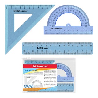 Набор геом.малый пластик. 3 предм: линейка, угольник, транспо...