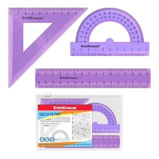 Набор геом.малый пластик. 3 предм: линейка, угольник, транспортир. Glitter, цвет в ассортименте 3