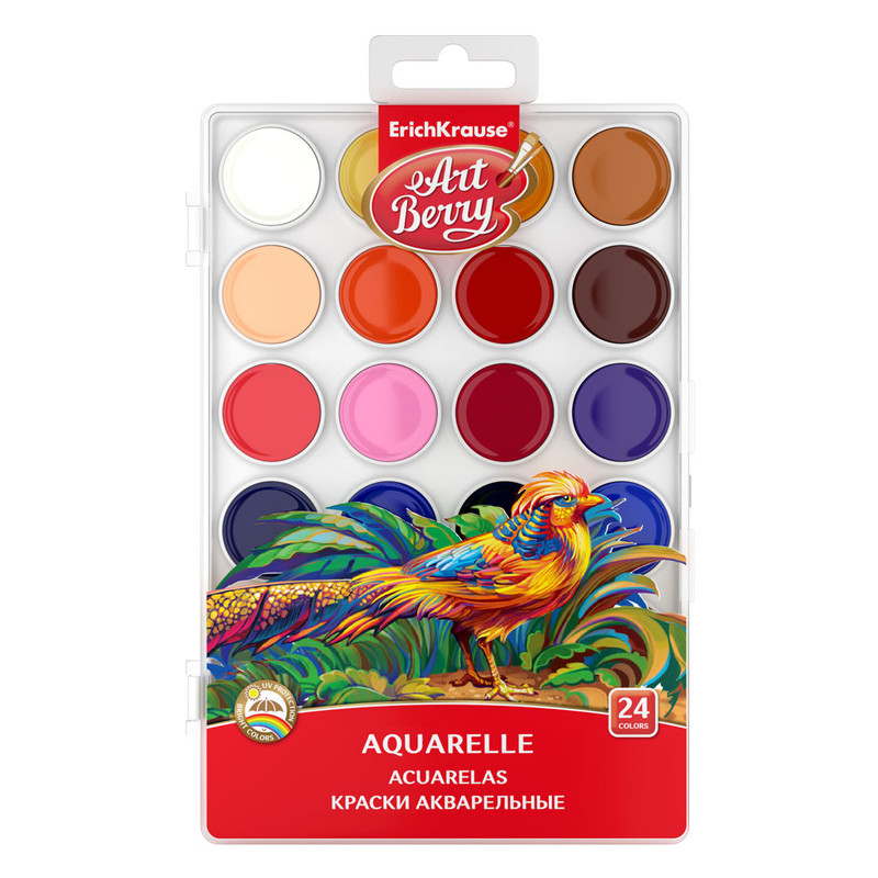 Краски акварельные 24 цвета, ArtBerryR с УФ защитой яркости
