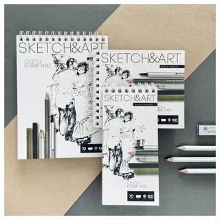 Скетчбук Sketch&Art, А5, 105х220 мм, 100 л, крафт, на гребне 7