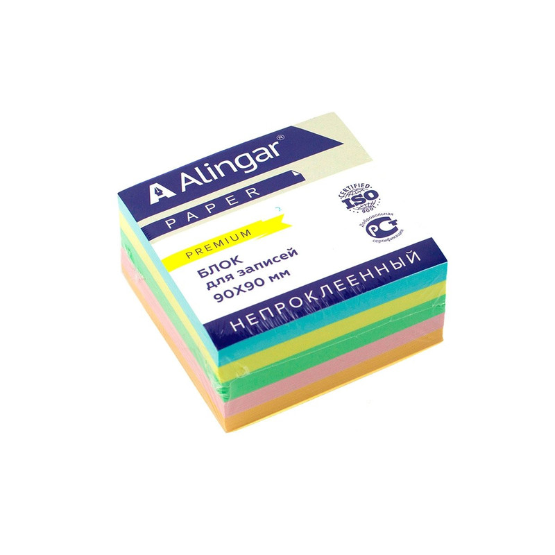 Блок бумажный для записей Alingar, 9х9х5 см, цветной