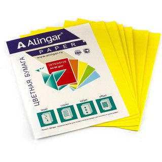 Бумага цветная для офиса А4, интенсив 'Желтый', 50 листов, 80г/м2, Alingar AL6747
