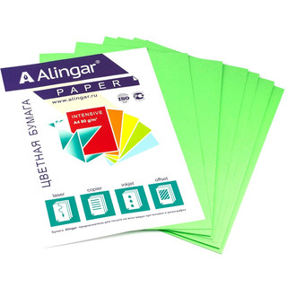 Бумага цветная для офиса А4, интенсив 'Зелёный', 50 листов, 80г/м2, Alingar AL6748
