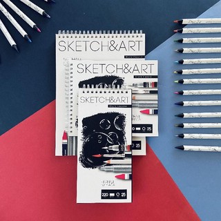 Скетчбук 'Sketch&Art' 180х155 мм, 25 листов, черная бумага, 220 гр, на гребне 5