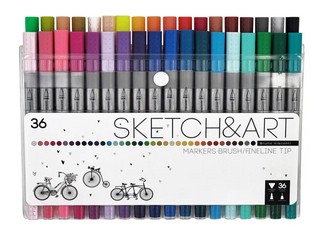 Скетч-маркеры 36 цветов, двусторонние, Sketch&Art