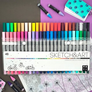 Скетч-маркеры 48 цветов, двусторонние, Sketch&Art 2
