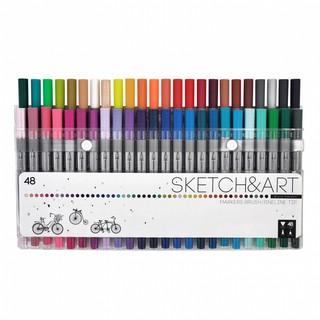 Скетч-маркеры 48 цветов, двусторонние, Sketch&Art 1