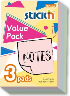 Блок для записей, самоклеящийся, 300 листов, 76x51мм, Stickn