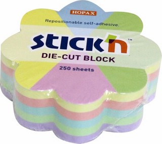 Блок для записей 'Цветок' 67x67 мм, 250 л, самоклеящийся, пастель, Stickn