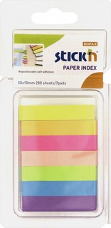 Закладки самоклеящиеся бумажные (40 листов, 10x50 мм, 7 цветов) Stickn