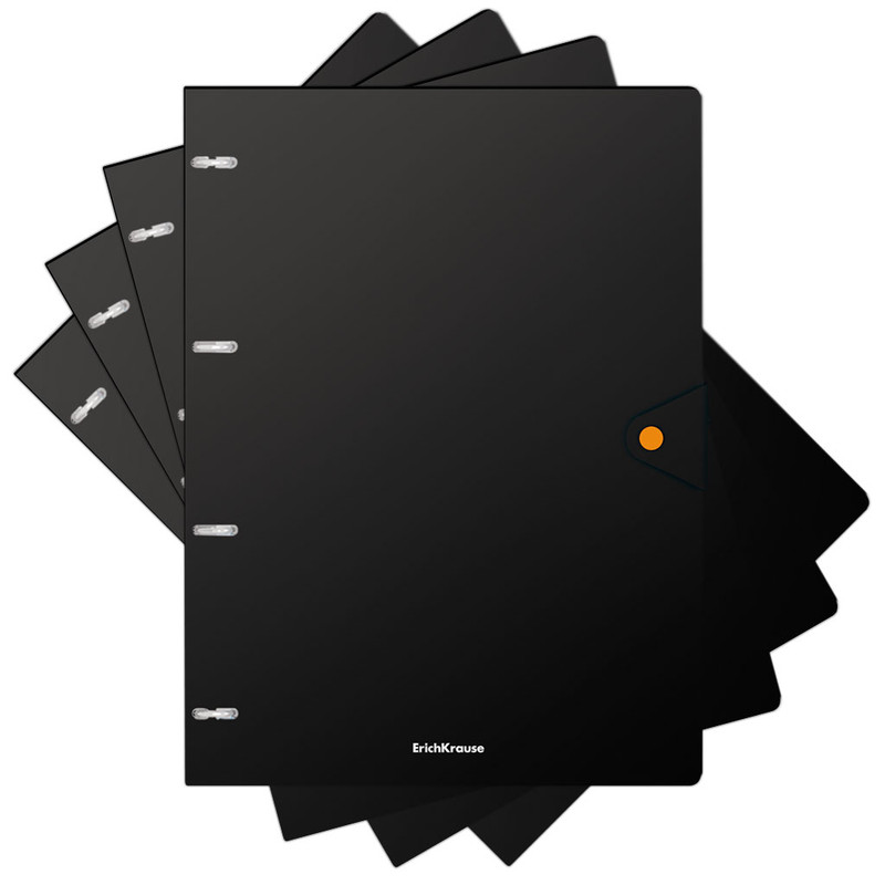 Тетрадь А4, 80л, клетка, пластиковая обложка на кнопке, кольца, ErichKrause Accent, ассорти. Цена за 1 шт.