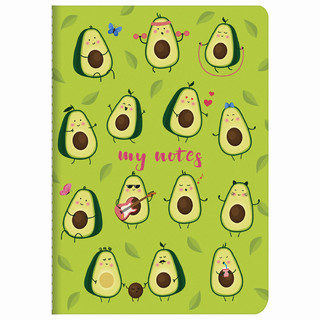 Тетрадь А5, 40 л. в клетку Brauberg.Милые авокадо, обложка So...