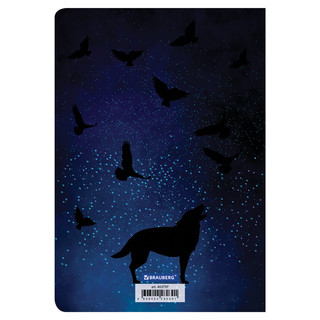 Тетрадь А5, 40 л. в клетку Braubegr.Волк, обложка SoftTouch, сшивка 8