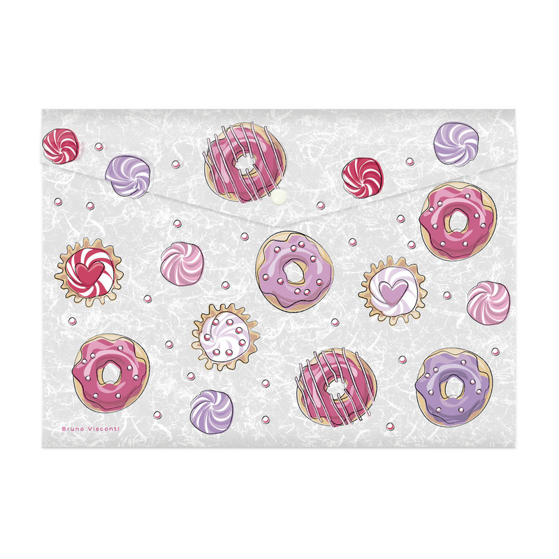 Папка конверт на кнопке 'Пончики' А4