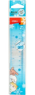 Линейка 15 см, пластик, DELI, цвет в ассортименте 1