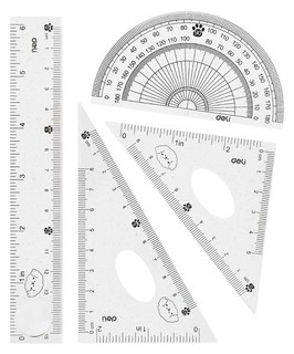 Набор чертежный 4 предмета, малый (линейка 15 см, 2 треугольника, трансп), пластик, ПВХ-чехол в ассортименте 1