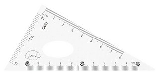 Набор чертежный 4 предмета, малый (линейка 15 см, 2 треугольника, трансп), пластик, ПВХ-чехол в ассортименте 5