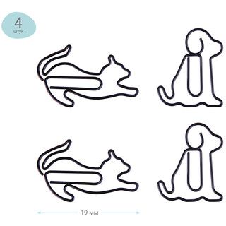 Скрепки фигурные 19мм, 4 шт. Meshu 