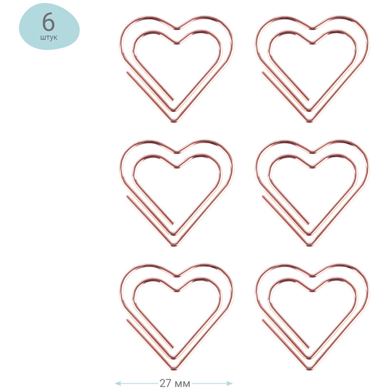 Скрепки фигурные 27мм, 6 шт. Meshu 