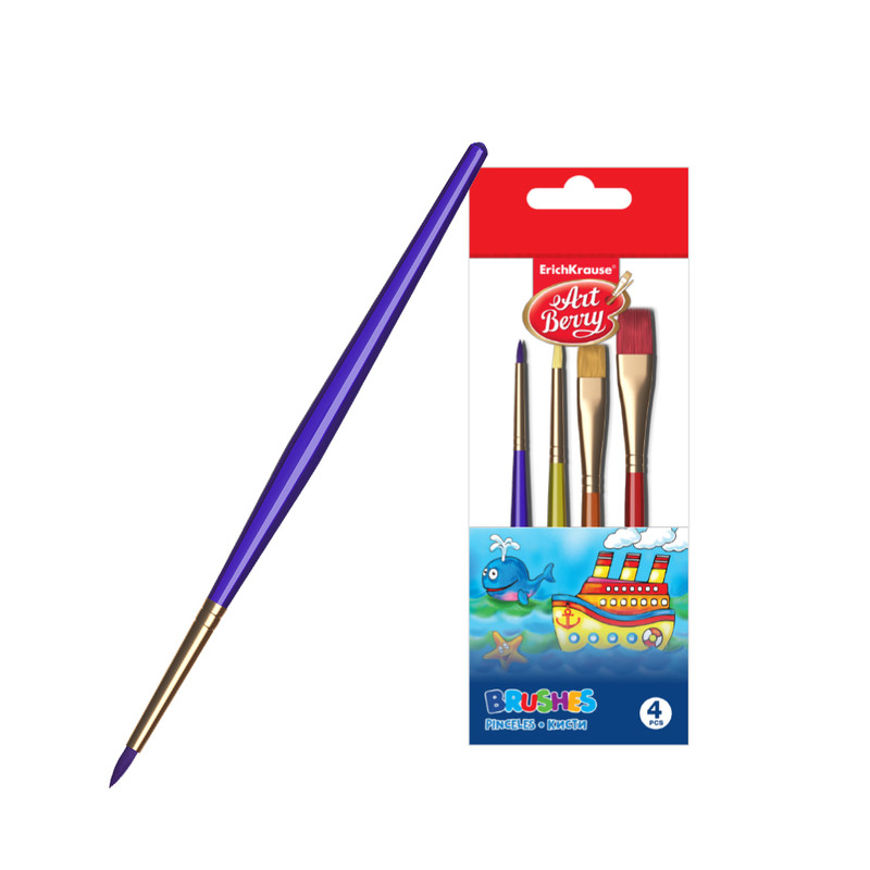 Кисти синтетика, 4 штуки, ArtBerry