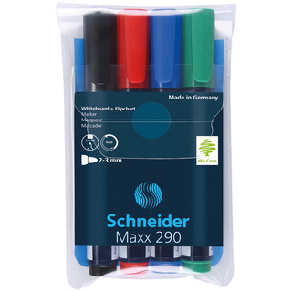 Набор маркеров для белых досок и флипчартов Schneider "Maxx 290" 4 цвета