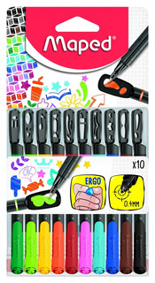 Ручки капиллярные 10 цветов 'Graph Peps Mania' с трафаретами....