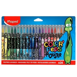 Фломастеры 24 цветов "Color Peps.Monster" смываемые, Maped