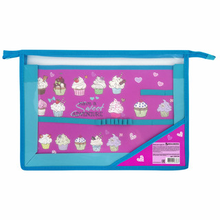 Папка для труда А4, 2 отделения, пластик, молния сверху, орга...