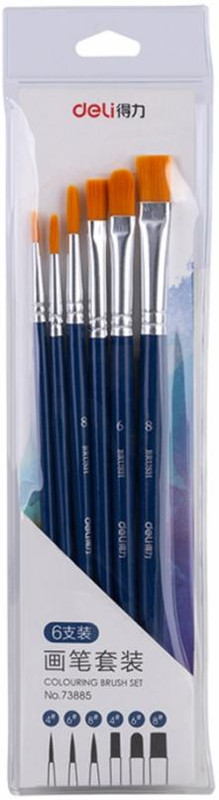 Набор кистей, нейлон, 6 штук, Deli