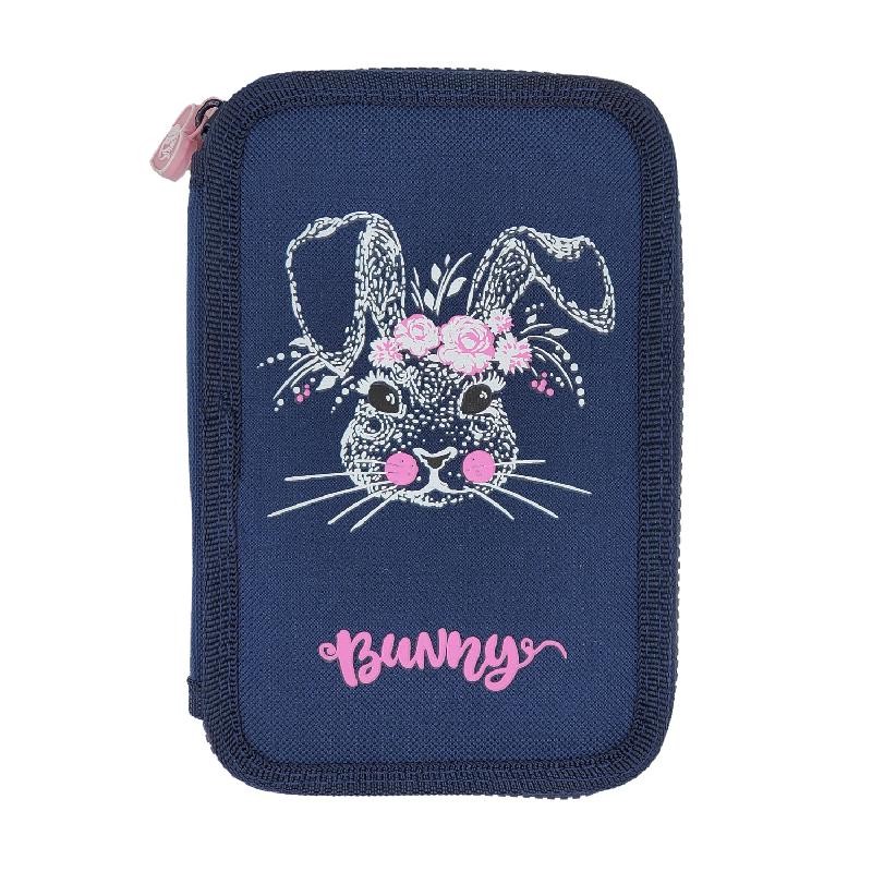 Пенал с наполнением 'Заяц Sweet Bunny' 27 предметов, 2 отделения, синий
