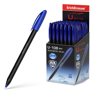 Ручка шариковая ErichKrause U-108 Black Edition Stick 1.0, цвет чернил синий