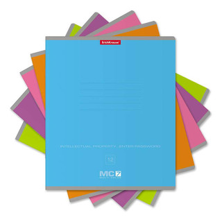 Тетрадь А5+, 12 листов, линейка, на скобе, в ассортименте. Це...