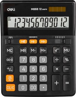 Калькулятор настольный Deli, 12 разрядов, EM888, чёрный